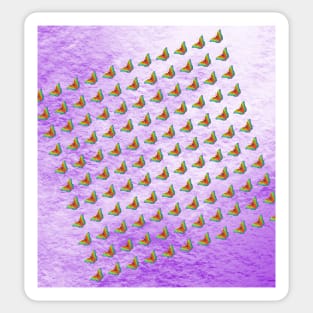 Rainbow butterflies on purple texture Sticker